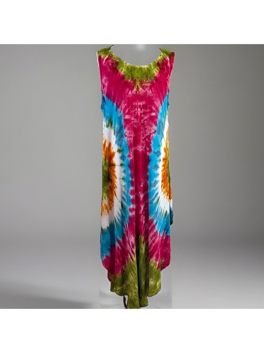 Jackpot Colorful Tie Dye Maxi Dress Sundress Cover Up Size XL Drapey Boho Beach